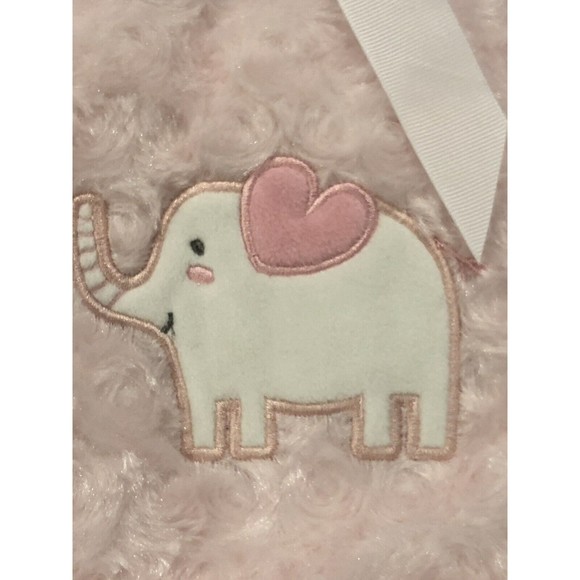 New Bon Bebe Curly Fur Baby Elephant Blanket Girls Pink Rosebuds Swirls Plush - Picture 5 of 7